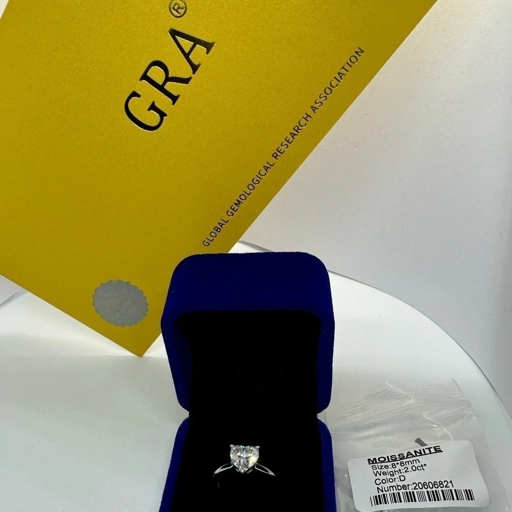 🅽🅴🆆 certified 2ct heart moissanite cruelty-free diamond ring, size 5